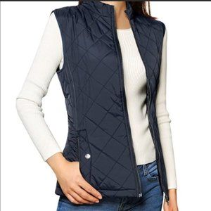 Allegra K Navy Quilted Vest (L)